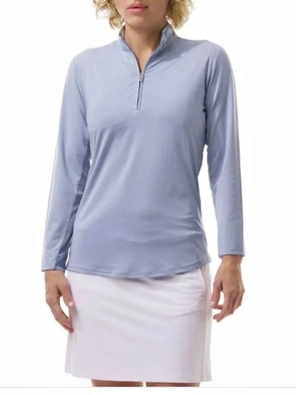 SAN SOLEIL Long Sleeve UPF 50 1/4 Zip in Blue Mist. Size XS